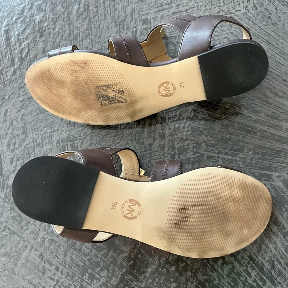 Michael Michael Kors Berkeley Zip Front Flat Sandals in Java dark brown, Size 9 - Picture 4 of 5